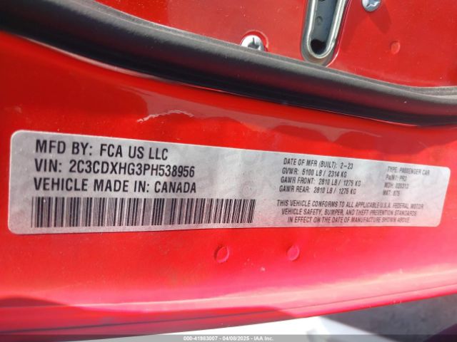 2C3CDXHG3PH538956 Dodge CHARGER GT