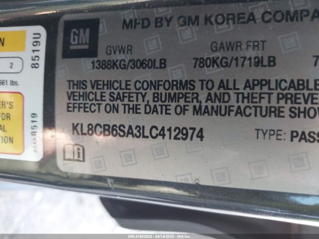 KL8CB6SA3LC412974 Chevrolet Spark Fwd Ls Automatic