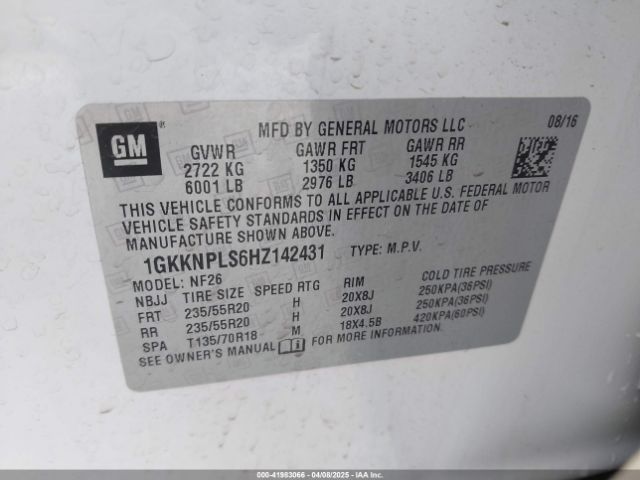 1GKKNPLS6HZ142431 GMC Acadia Denali
