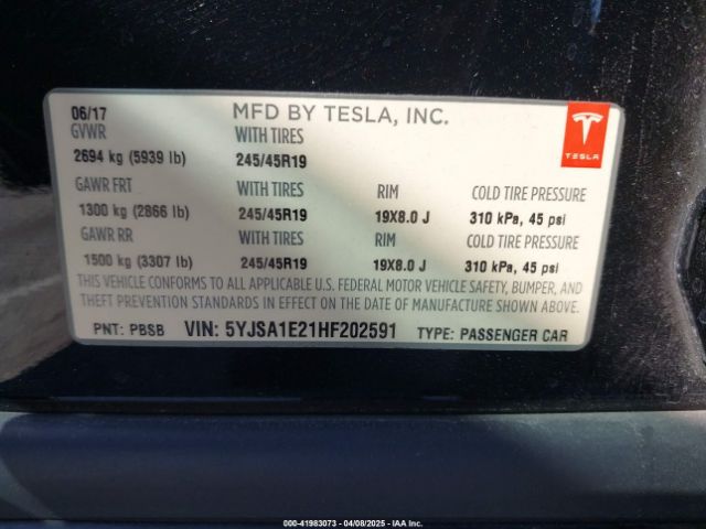 5YJSA1E21HF202591 Tesla MODEL S