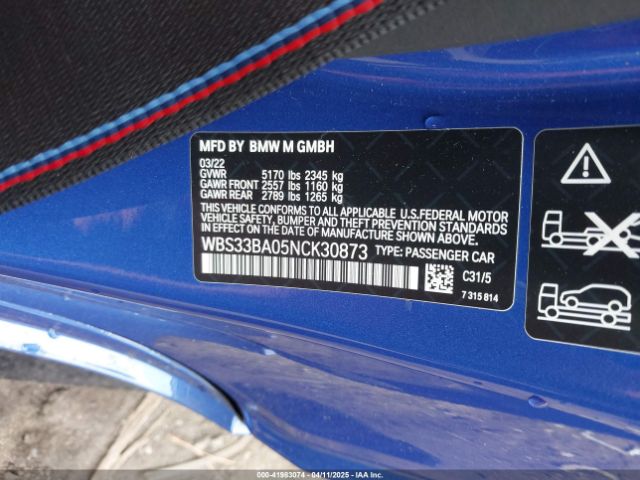 WBS33BA05NCK30873 BMW M4 Competition Xdrive