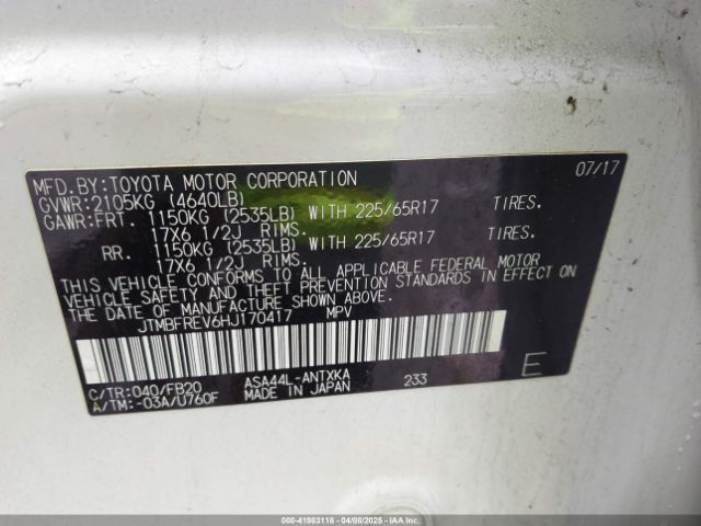 2017 TOYOTA RAV4 JTMBFREV6HJ170417 Photo 8
