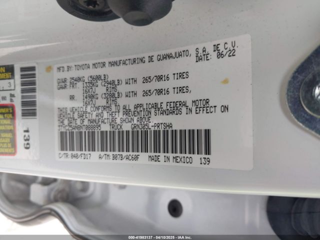 3TYCZ5AN8NT088895 Toyota 2gr-fks