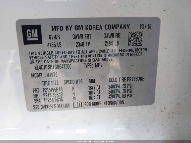 KL4CJDSB1GB647306 Buick Encore Premium