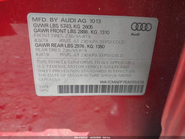 WA1CMAFP7EA055438 Audi Q5 3.0 Tdi Premium Plus