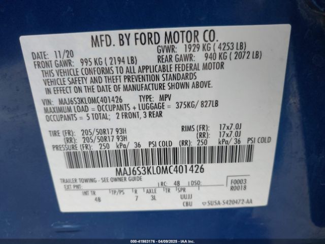 MAJ6S3KL0MC401426 Ford Ecosport Titanium