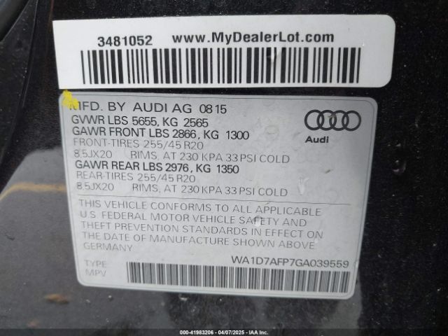 WA1D7AFP7GA039559 Audi Q5 3.0t Premium Plus