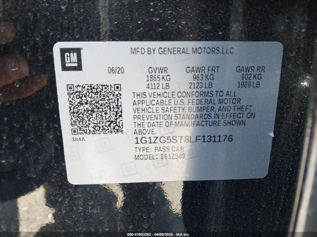 1G1ZG5ST8LF131176 Chevrolet Malibu Fwd Rs