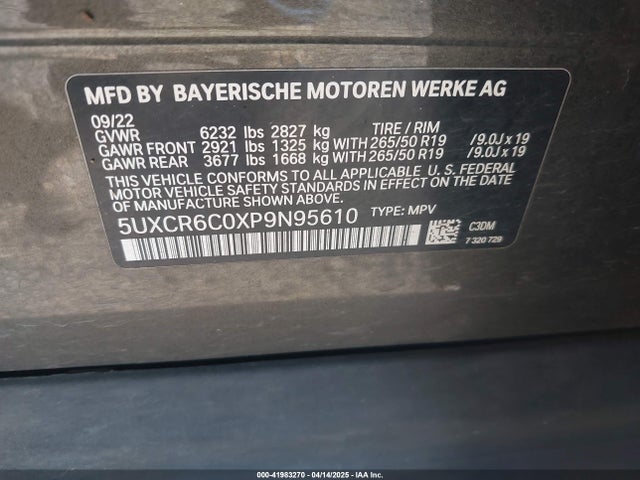 5UXCR6C0XP9N95610 BMW X5
