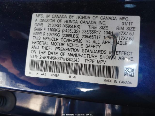 2HKRW6H37HH202243 Honda CR-V LX