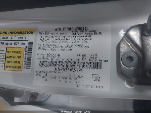 3FA6P0K95KR271291 Ford Fusion Titanium
