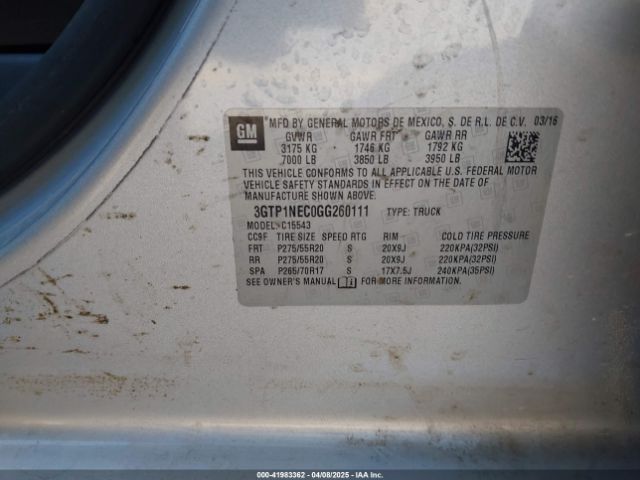 3GTP1NEC0GG260111 GMC Sierra 1500 Slt