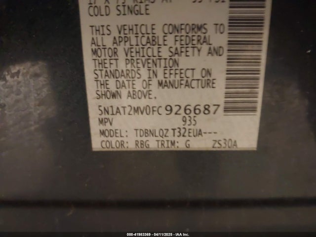 5N1AT2MV0FC926687 Nissan ROGUE SV