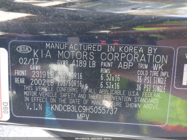 KNDCB3LC9H5055737 KIA NIRO LX