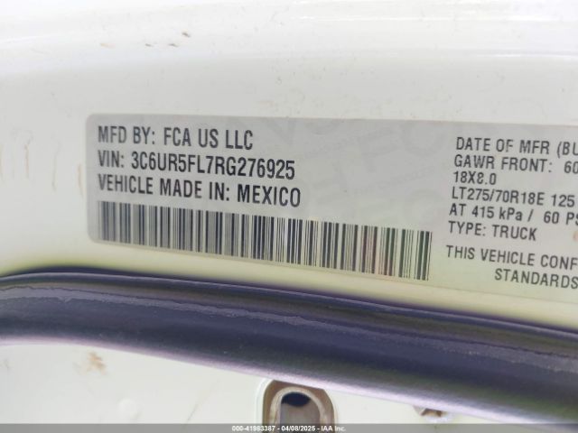 3C6UR5FL7RG276925 RAM 2500 Laramie  4x4 6'4 Box