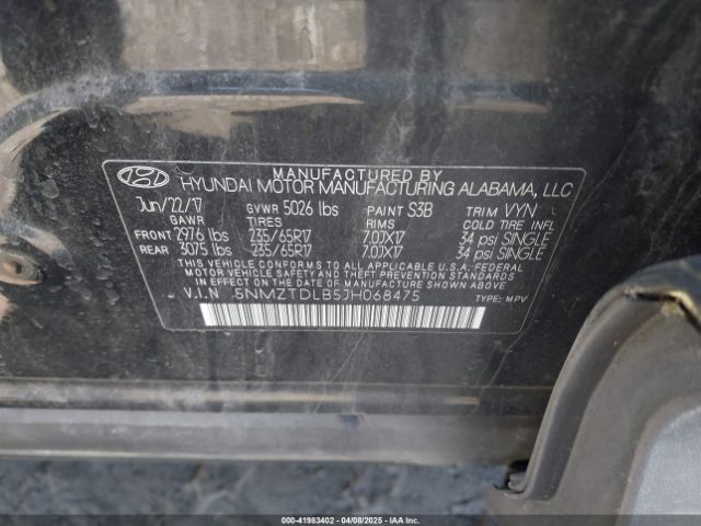 5NMZTDLB5JH068475 Hyundai Santa Fe Sport 2.4l