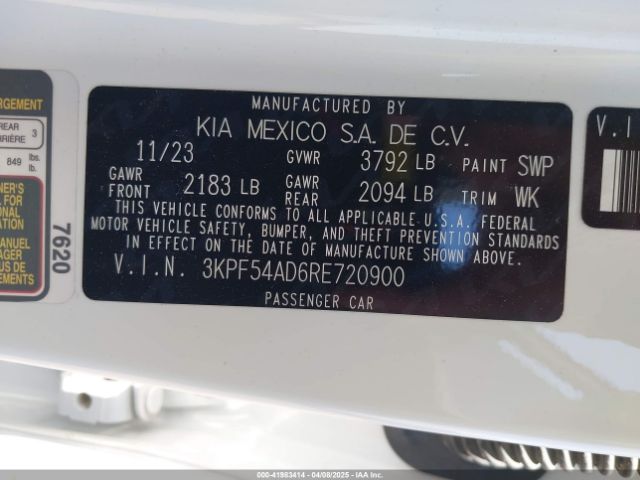 3KPF54AD6RE720900 KIA Forte Gt-line