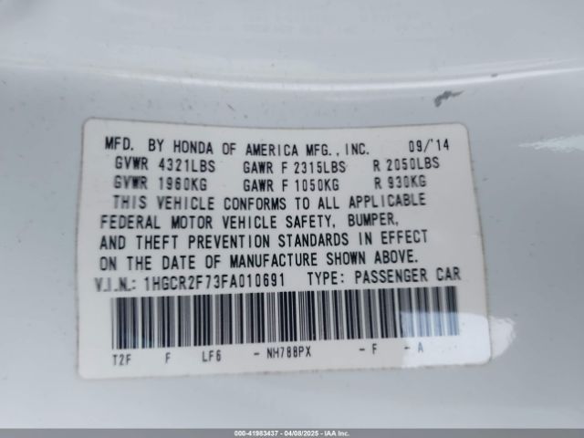 1HGCR2F73FA010691 Honda ACCORD EX