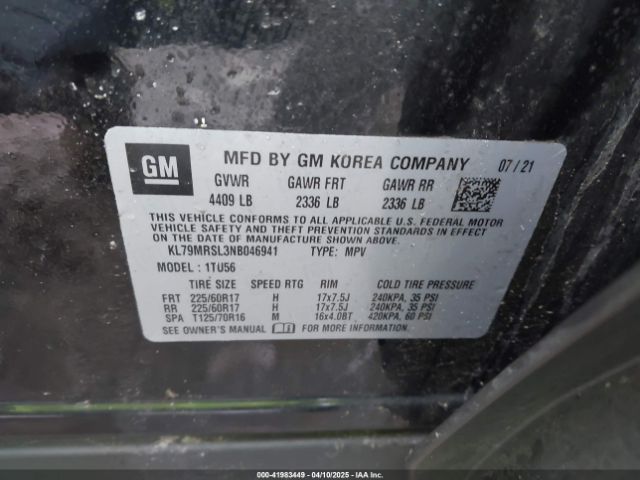 KL79MRSL3NB046941 Chevrolet Trailblazer Awd Lt