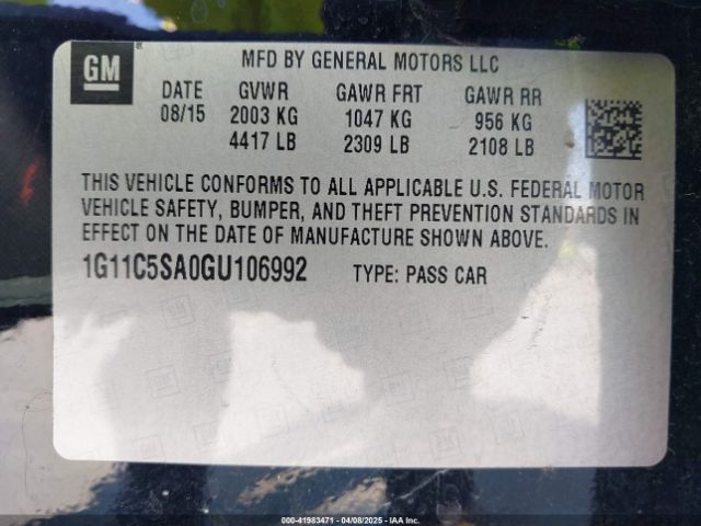 1G11C5SA0GU106992 Chevrolet Malibu Limited Lt