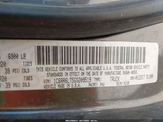 1C6RR6LT5GS209519 RAM 1500 Lone Star