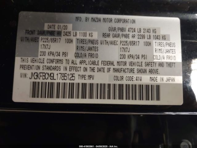 JM3KFBCM9L1785125 Mazda Cx-5 Touring
