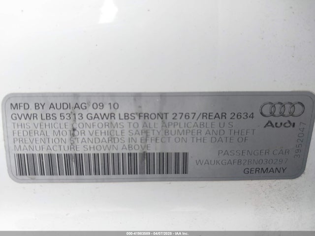 2011 AUDI A6 WAUKGAFB2BN030297 Photo 8