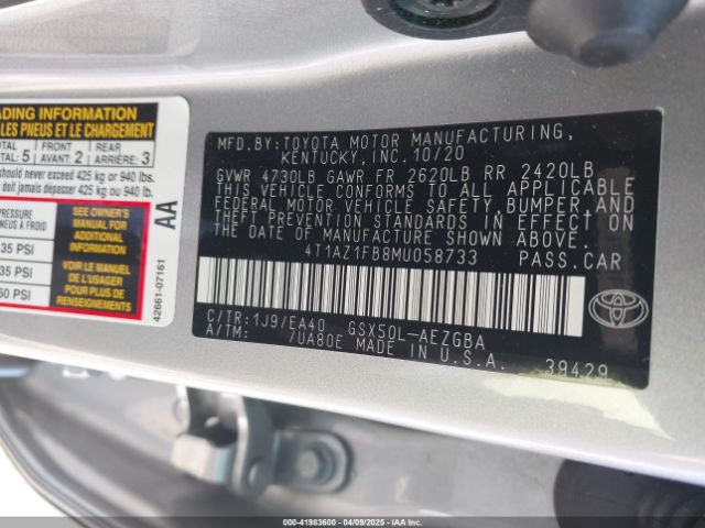 4T1AZ1FB8MU058733 Toyota AVALON XLE