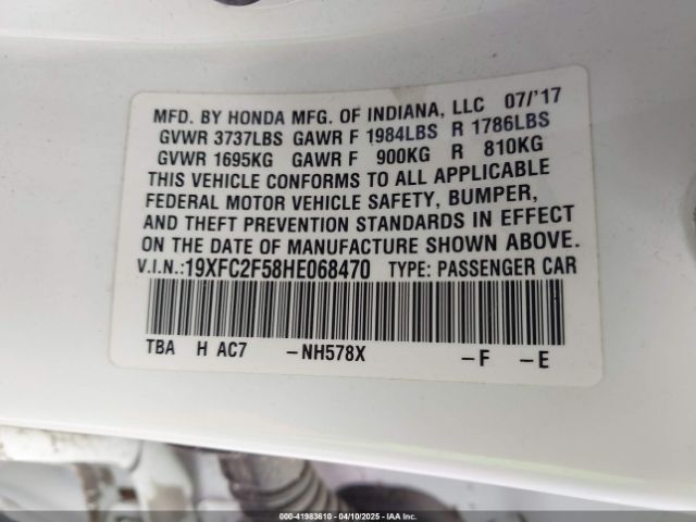 19XFC2F58HE068470 Honda Civic Lx