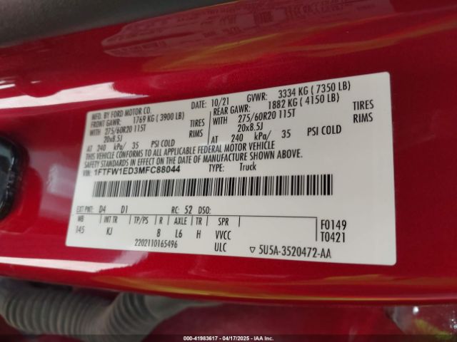 1FTFW1ED3MFC88044 Ford F-150 King Ranch