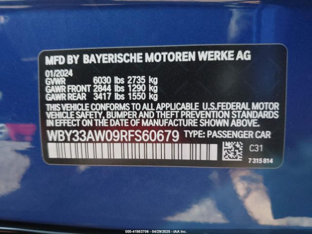 WBY33AW09RFS60679 BMW I4 M50