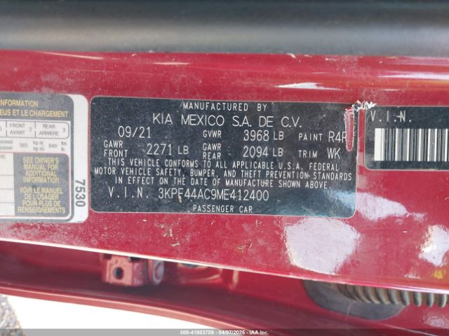 3KPF44AC9ME412400 KIA FORTE GT