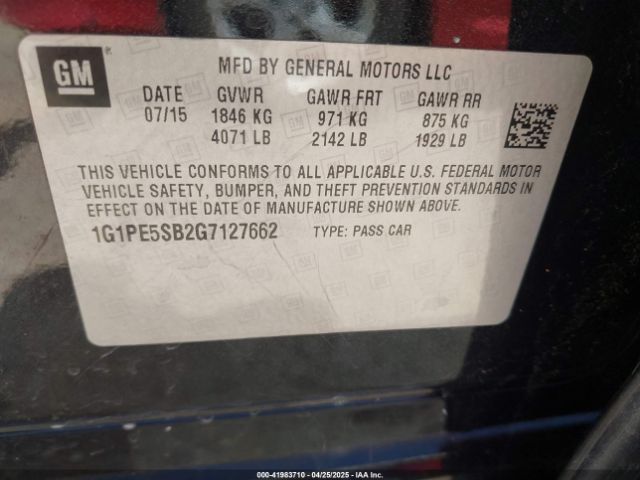 1G1PE5SB2G7127662 Chevrolet Cruze Limited 1lt Auto