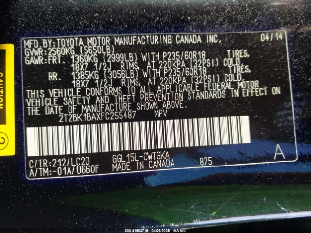 2T2BK1BAXFC255487 Lexus RX 350
