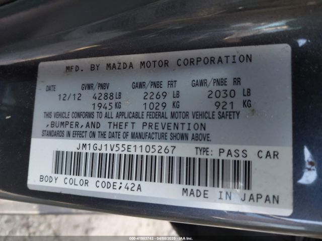 JM1GJ1V55E1105267 Mazda Mazda6 I Touring