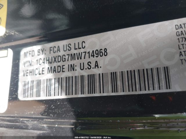1C4HJXDG7MW714968 Jeep Wrangler Unlimited Willys 4x4