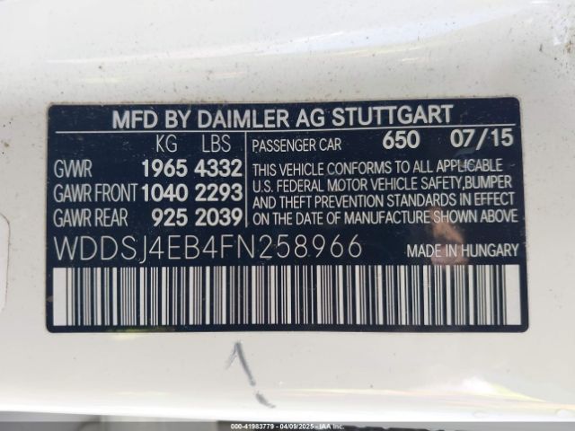 WDDSJ4EB4FN258966 Mercedes-Benz CLA 250