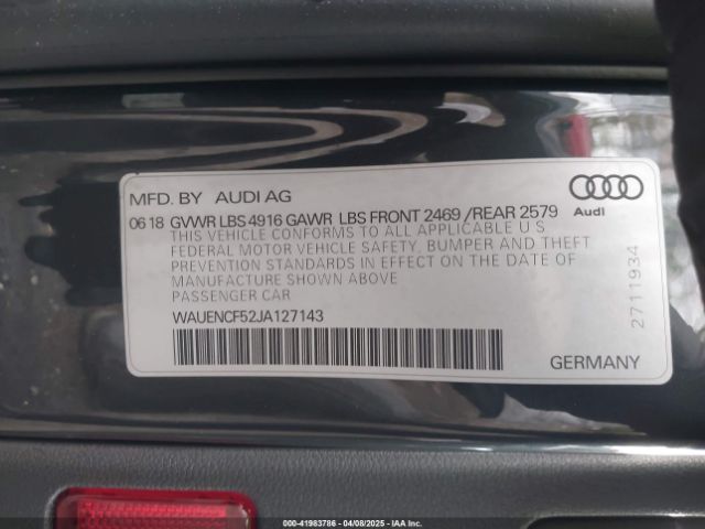 WAUENCF52JA127143 Audi A5 2.0t Premium