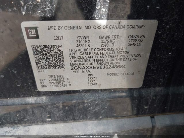 2GNAXSEV0J6248684 Chevrolet EQUINOX LT