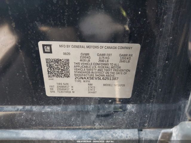 2GNAXSEV5L6251387 Chevrolet Equinox Awd Ls