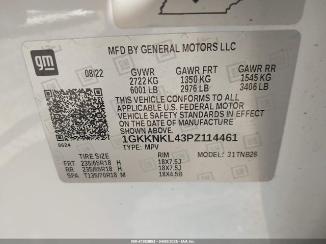 1GKKNKL43PZ114461 GMC Acadia Fwd Sle