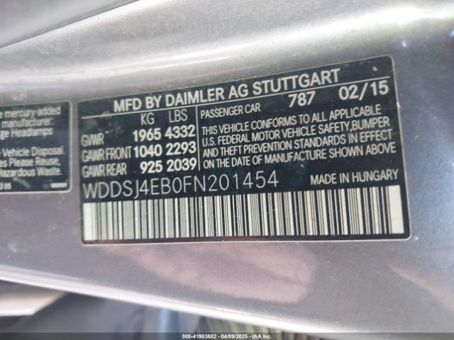 WDDSJ4EB0FN201454 Mercedes-Benz CLA 250