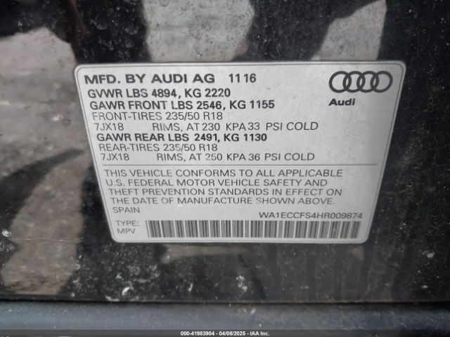WA1ECCFS4HR009874 Audi Q3 2.0t Premium