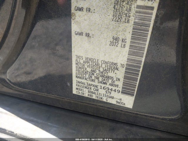 1N4AL3APXHC169449 Nissan Altima 2.5 Sv