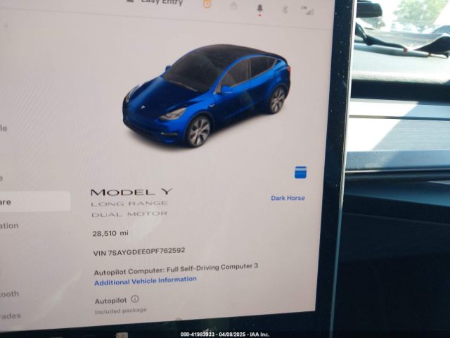 7SAYGDEE0PF762592 Tesla Model Y Awd/long Range Dual Motor All-wheel Drive