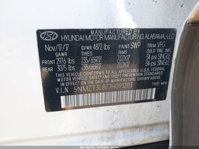 5NMZT3LB7JH091203 Hyundai Santa Fe Sport 2.4l