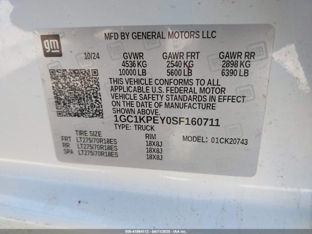 1GC1KPEY0SF160711 Chevrolet l5p