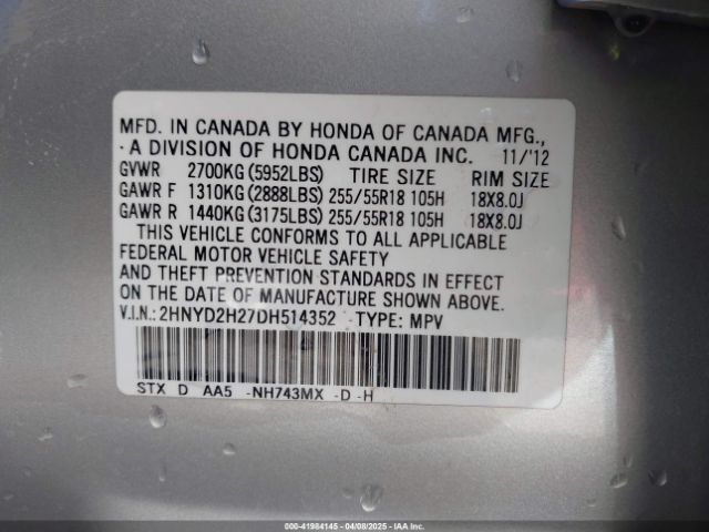 2013 ACURA MDX 2HNYD2H27DH514352 Photo 8