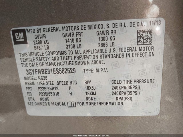 2014 CADILLAC SRX 3GYFNBE31ES582629 Photo 8