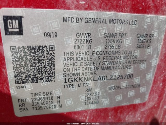 1GKKNKLA6LZ125700 GMC Acadia Fwd Sle